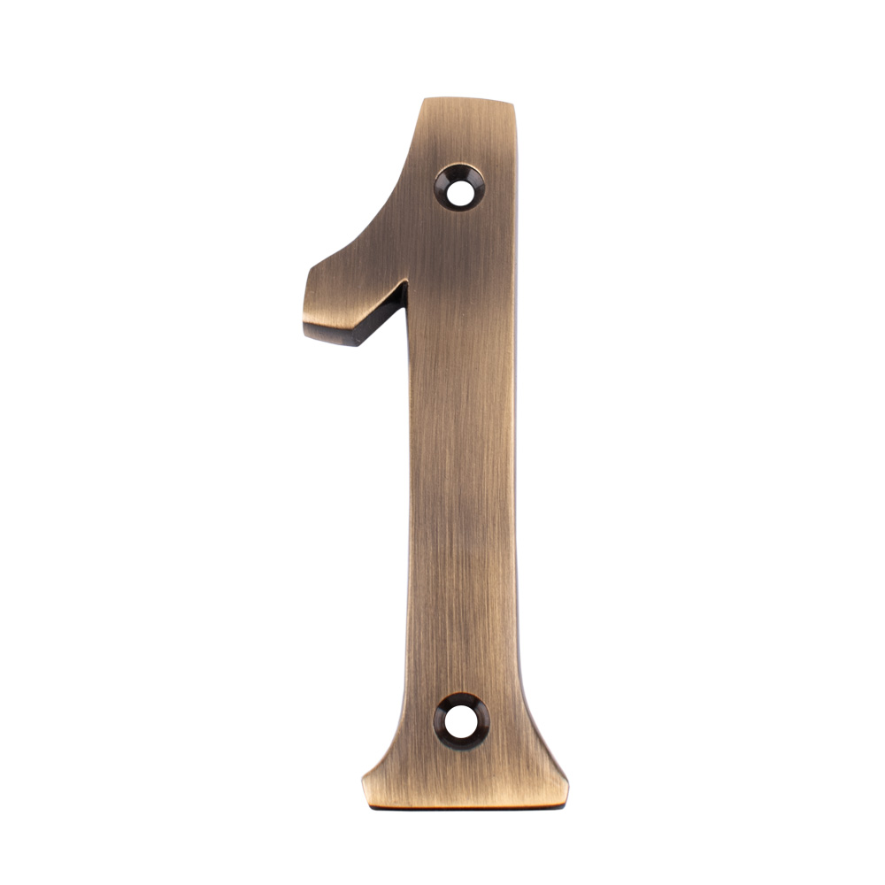 Dart Number 1 Door Numeral - Antique Brass